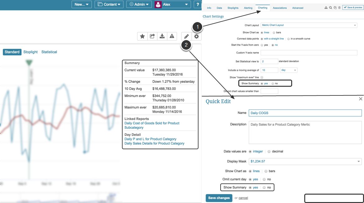Statistics summary information