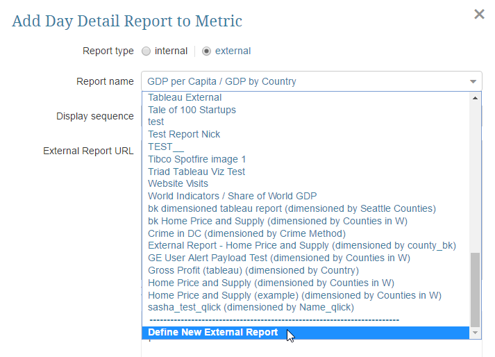 Creating a new External Report for Drill-down on the fly