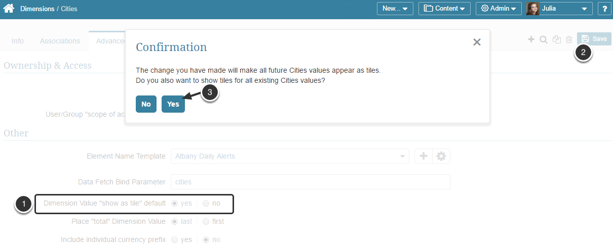 Confirm your intention to change all existing values