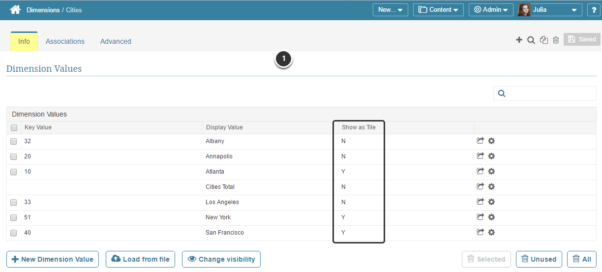 Access Content > Dimension and select an existing dimension