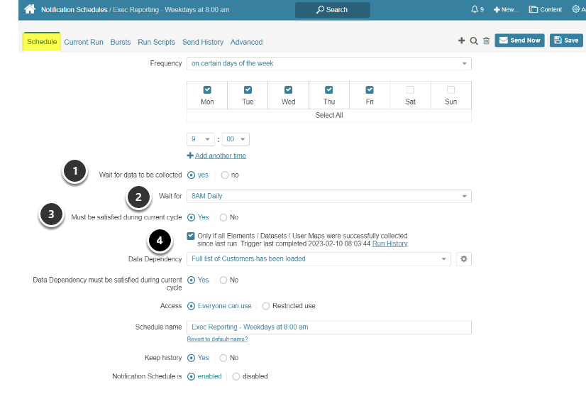 Notification Schedule Editor / Schedule based on certain day