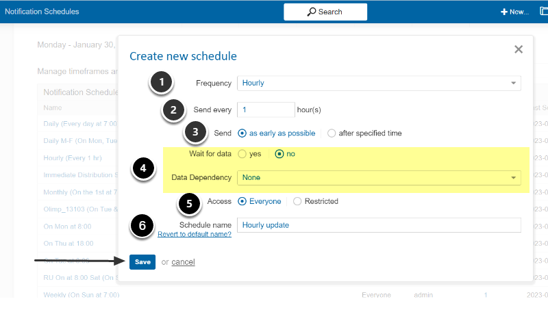 Create a New Schedule