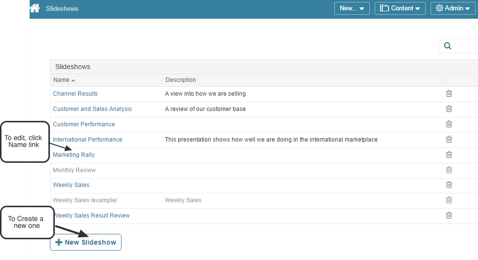 Access Content > Slideshows