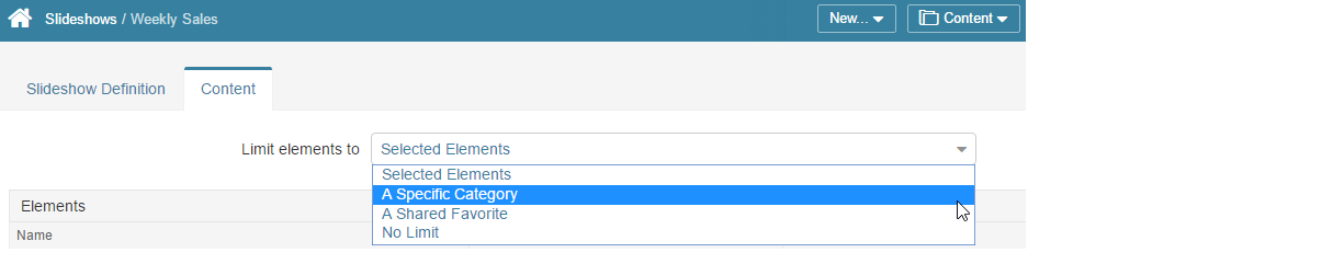 Add Elements at the Content tab