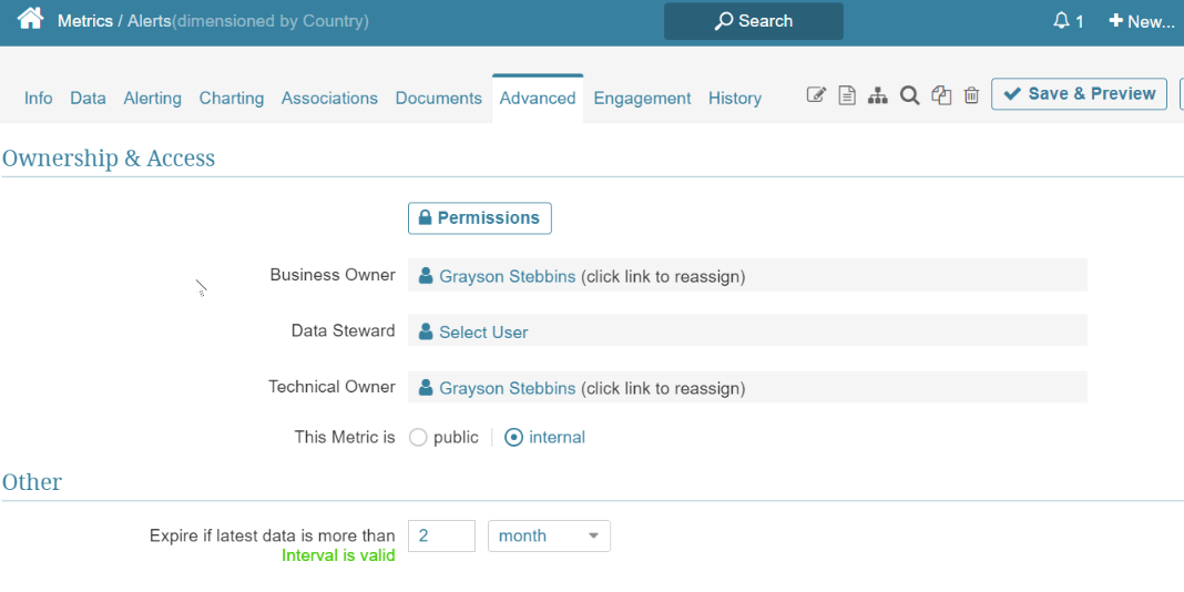 Metric Editor - Google Chrome