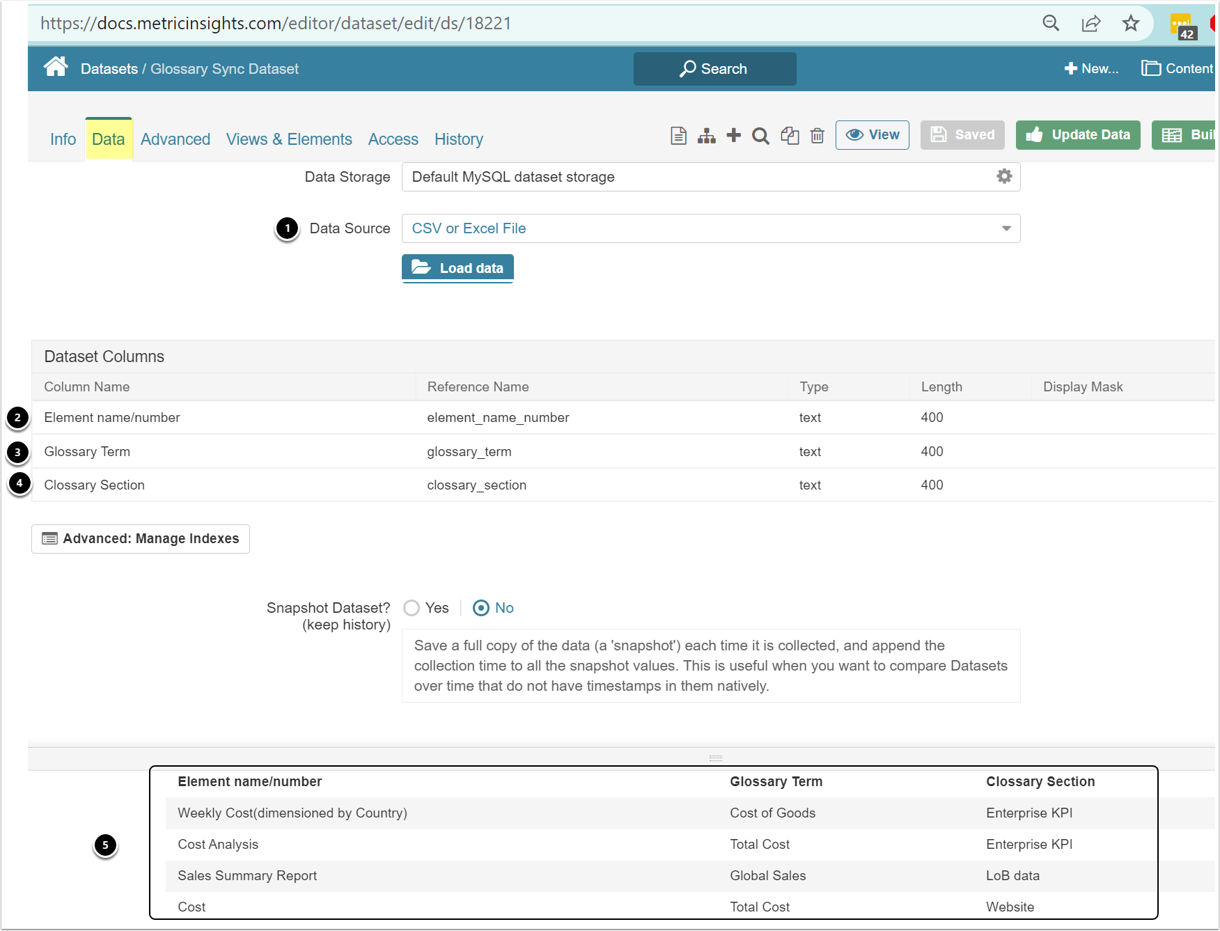 Dataset Editor - Google Chrome