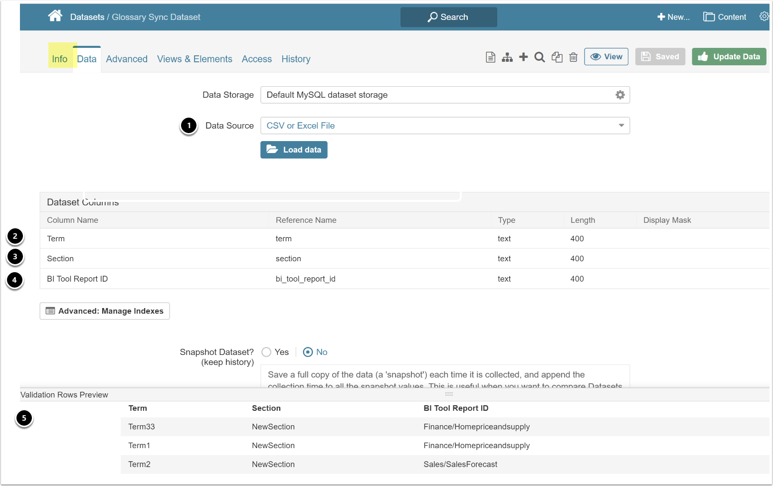 Dataset Editor - Google Chrome