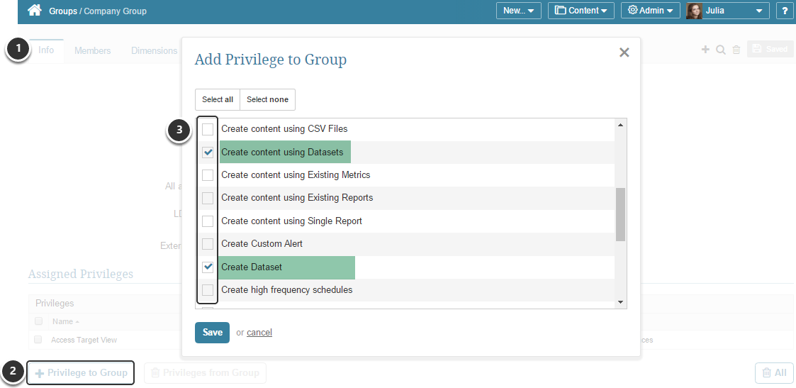 Dataset-related Privileges