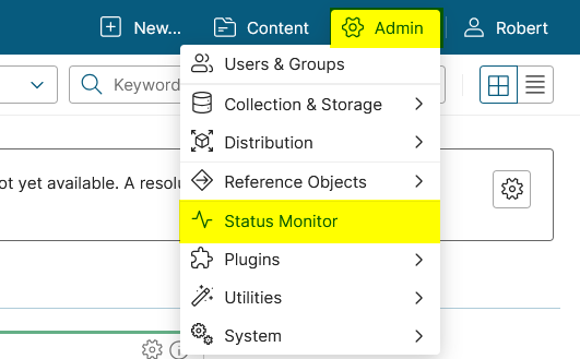 Status Monitor via Admin menu