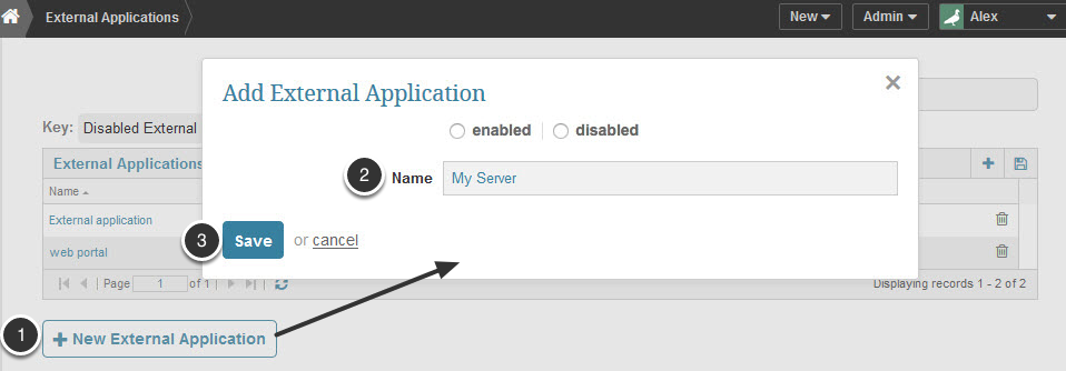 Access list of existing 'External Applications' from Admin > Credentials > External Applications