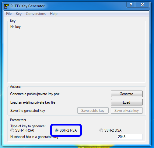 Use PuTTYgen to generate a public/private key pair