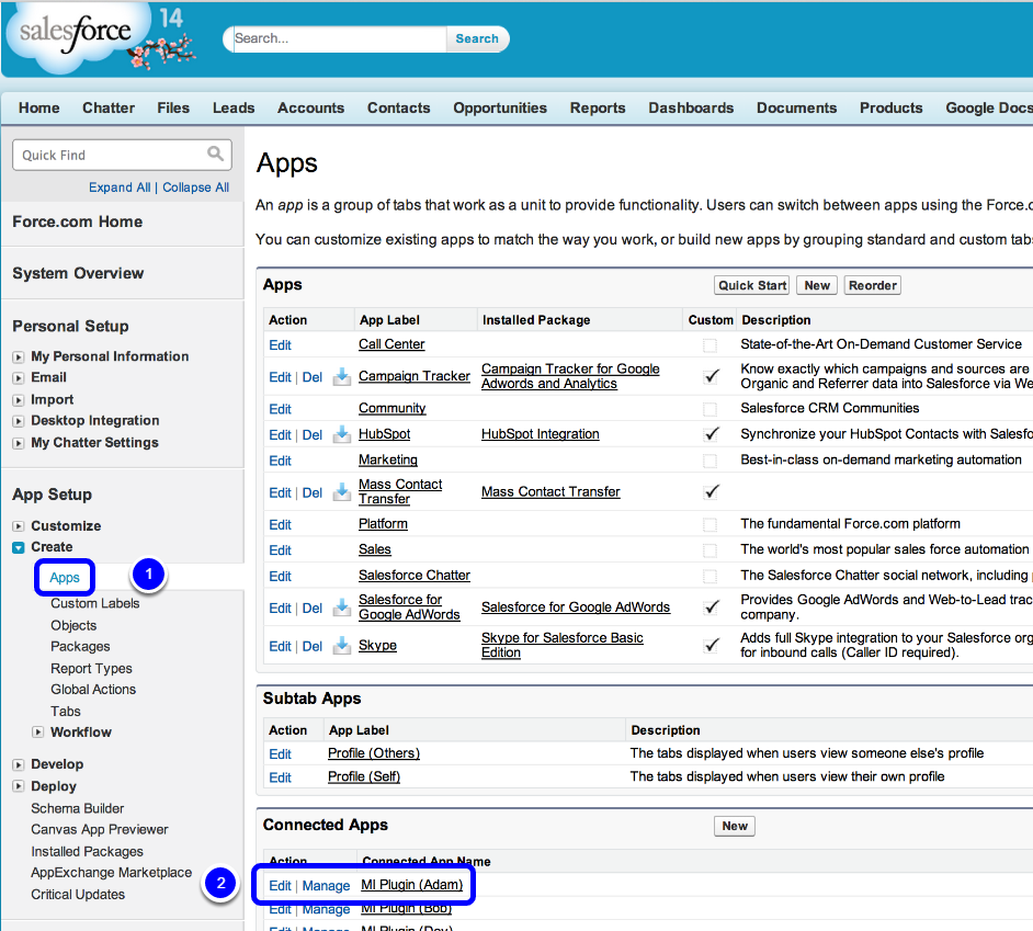 Use APP Setup Section in Left Sidebar