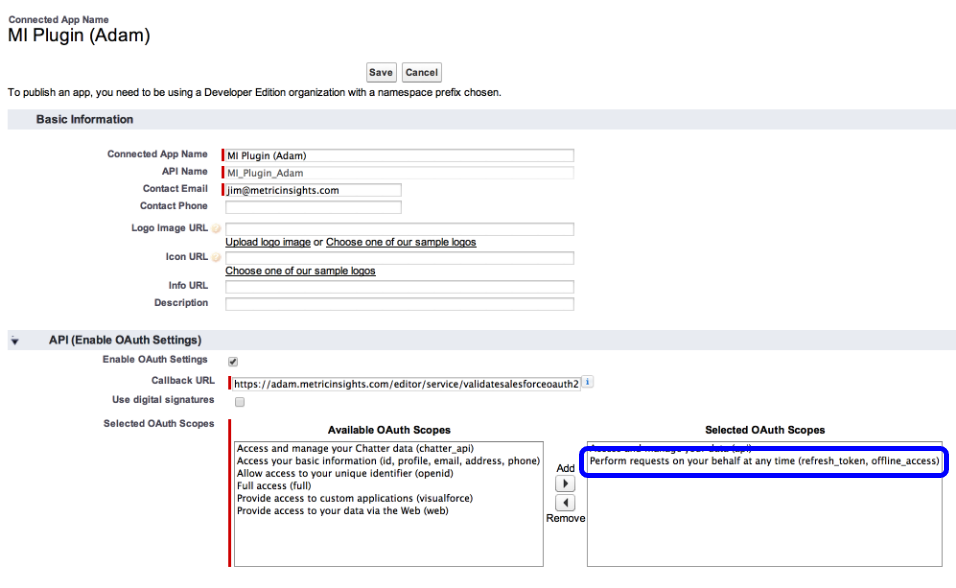 Enable Metric Insights to Refresh Your Token