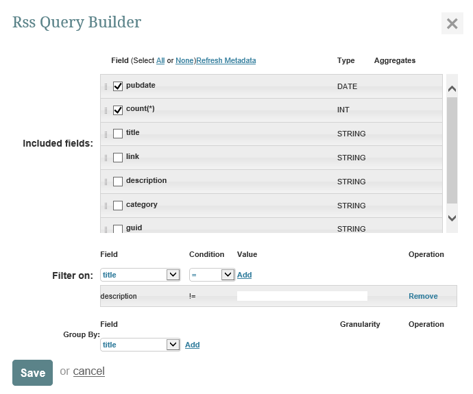 Using the RSS Query Builder.