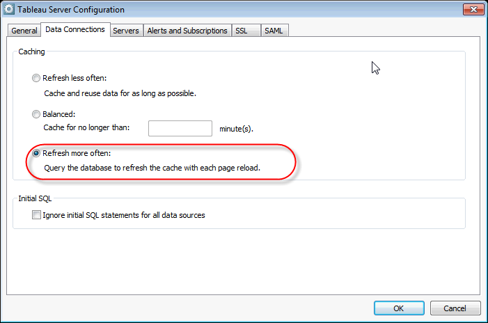 Set Caching to 'Refresh more often'