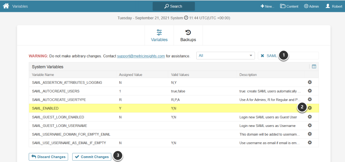 Enable SAML in Metric Insights