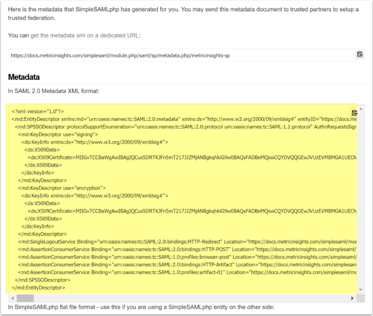 SAML 2.0 SP Metadata - Google Chrome