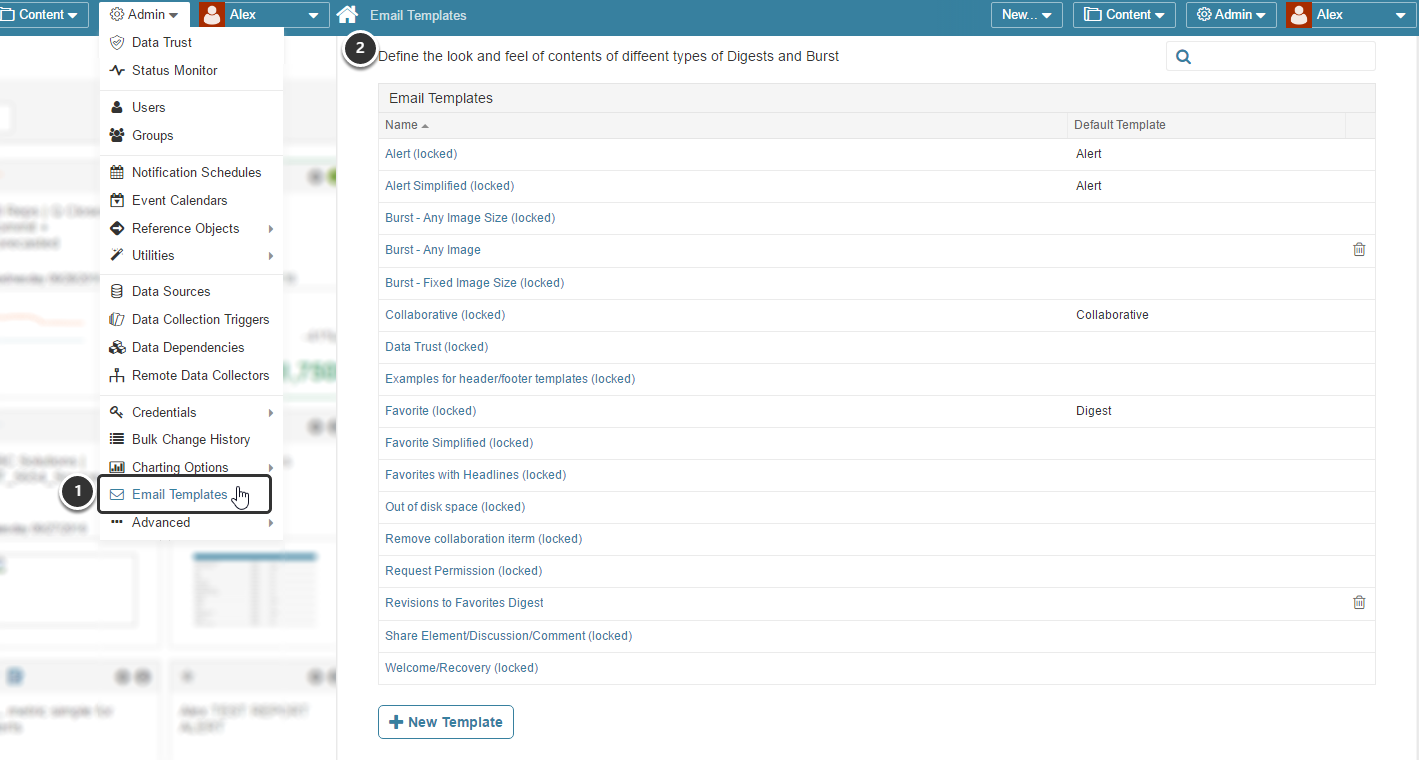 1. Open the list of Email Templates