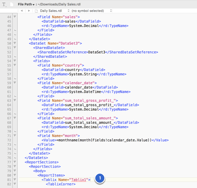 Get the name of each chart or table in SSRS report