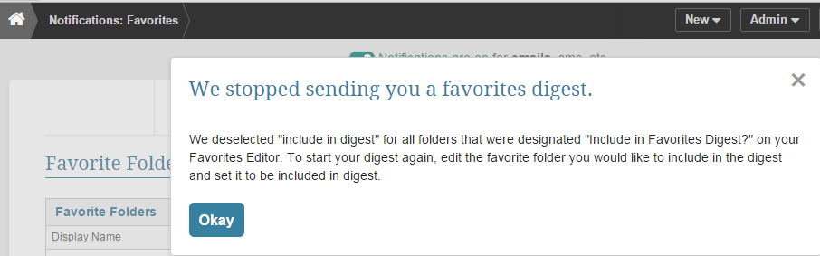 Result of 'Stop Sending this digest' link