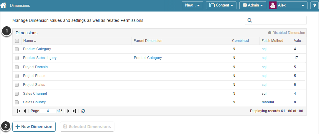 Access Content > Dimensions