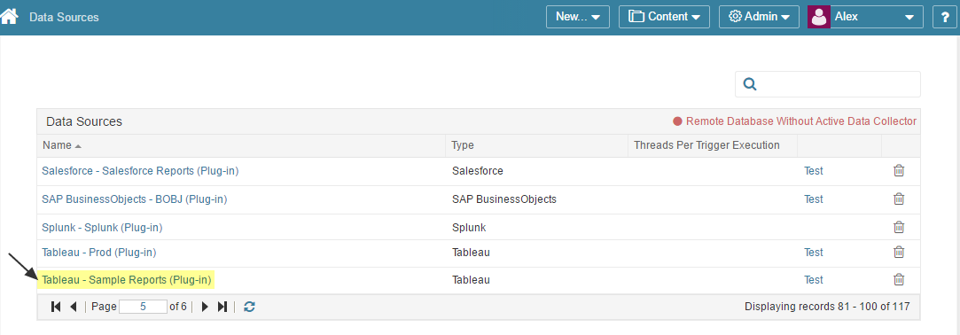 Access Admin > Data Sources