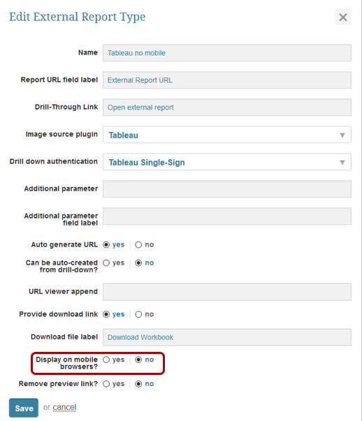 Add or edit External Report Type