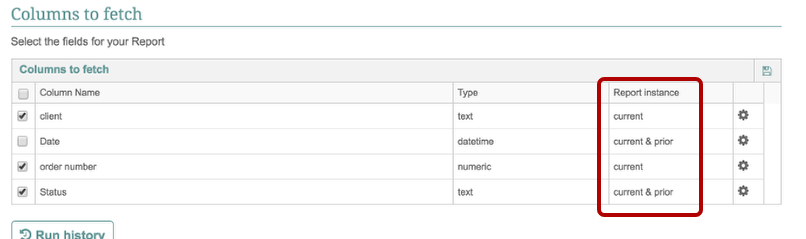 Columns to Show on change Report