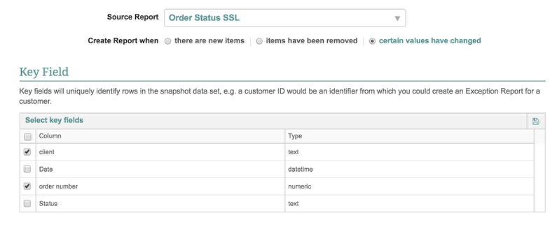 Creating the Change Report Setting - Key Value